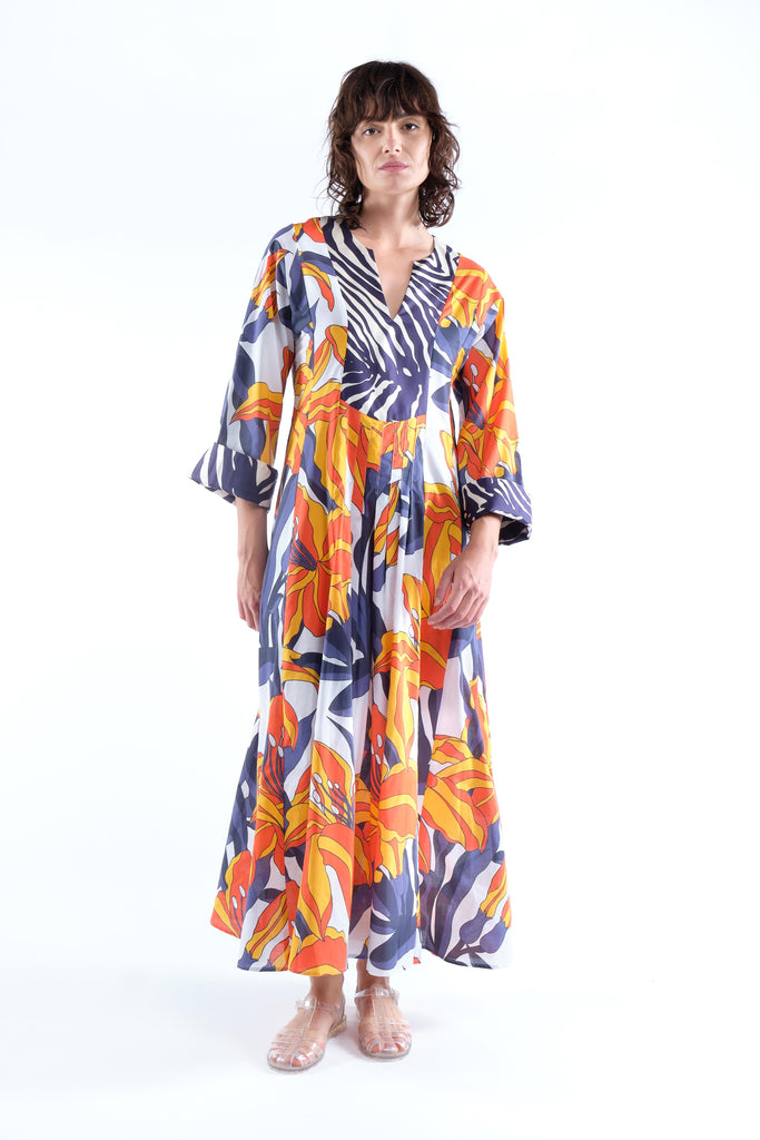 Dresses La Prestic Ouiston Marly Dress in Blue and Orange La Prestic Ouiston