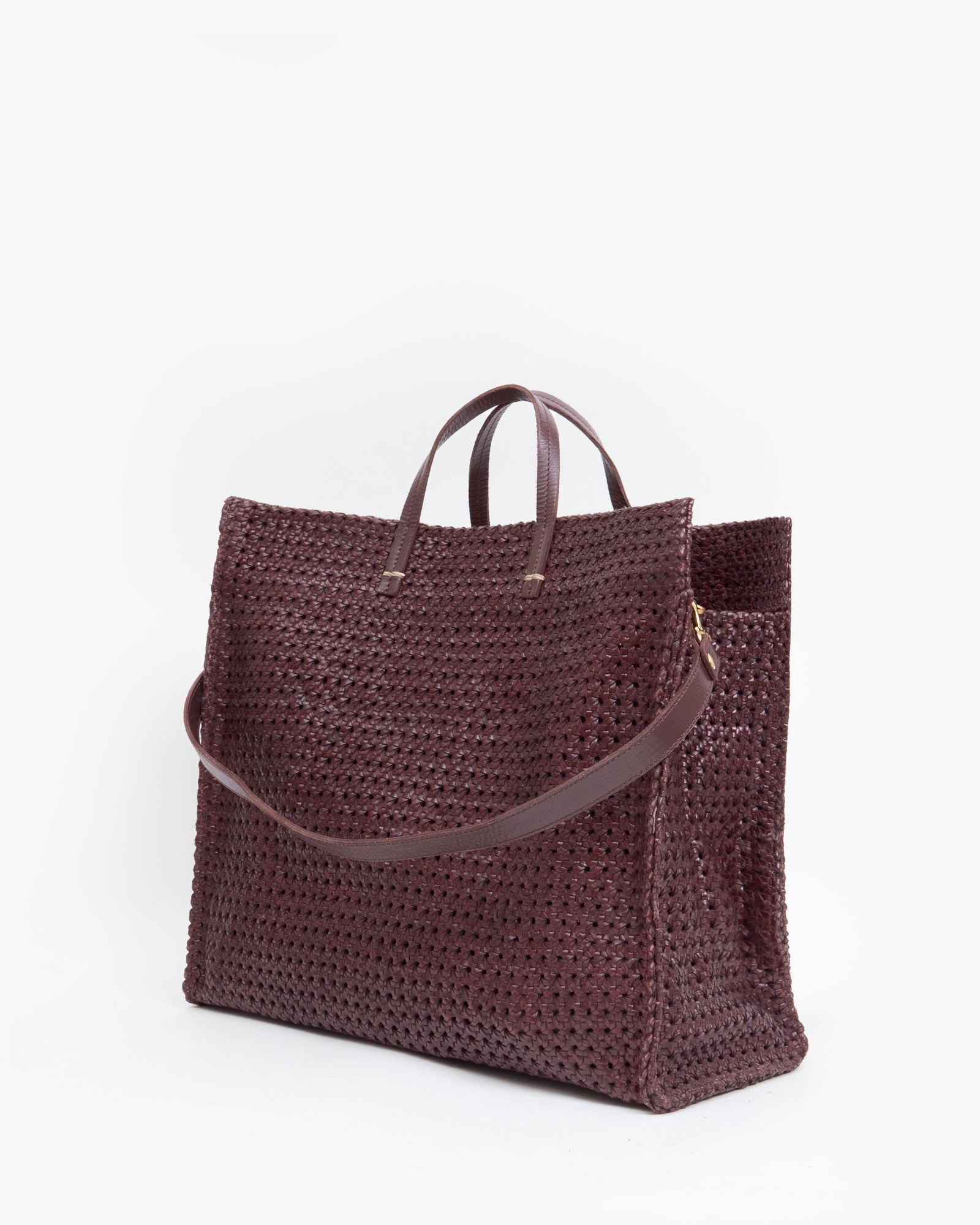 Clare V. Simple Tote in Plum Rattan – Serafina