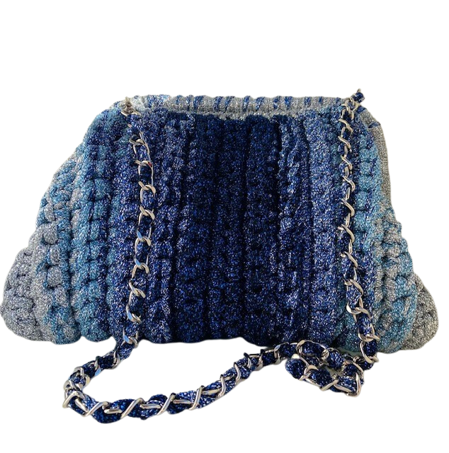 Handbags Lorenza Gandaglia Large Tum Bag in Navy and Silver Lorenza Gandaglia
