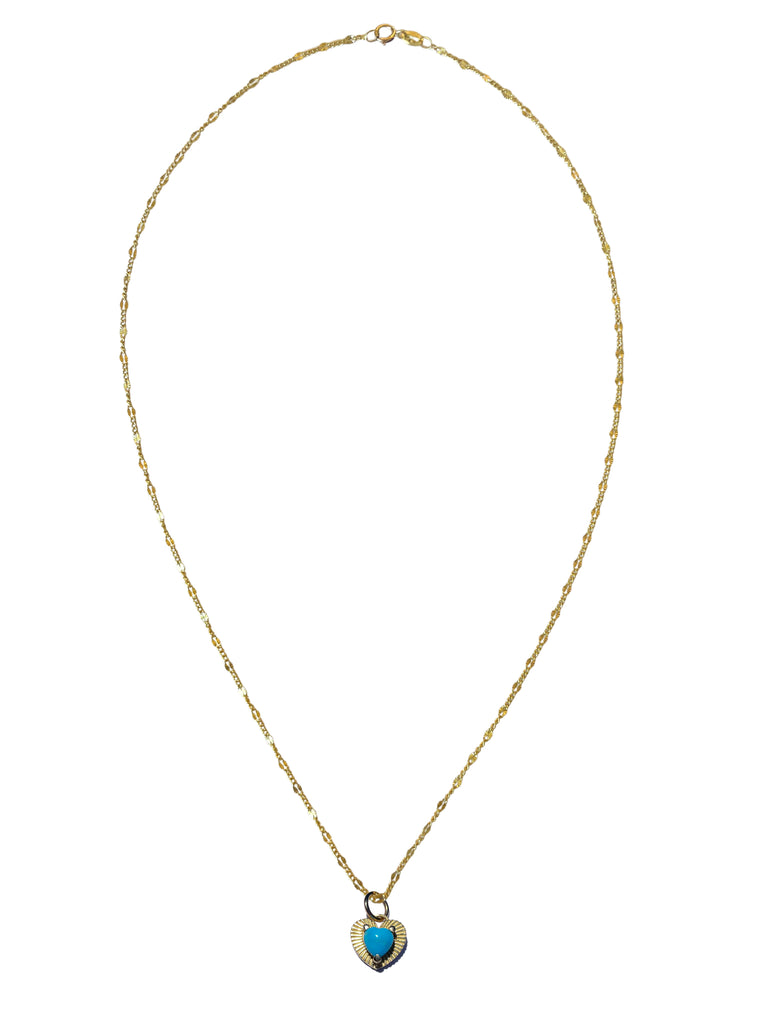 Necklaces Kimberly Doyle Heart Turquoise Oval Necklace in Yellow Gold Kimberly Doyle