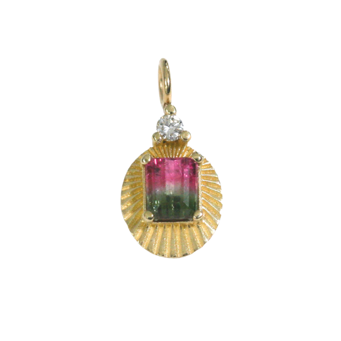 Necklaces Kimberly Doyle Watermelon Tourmaline Pendent Necklace in Yellow Gold Kimberly Doyle