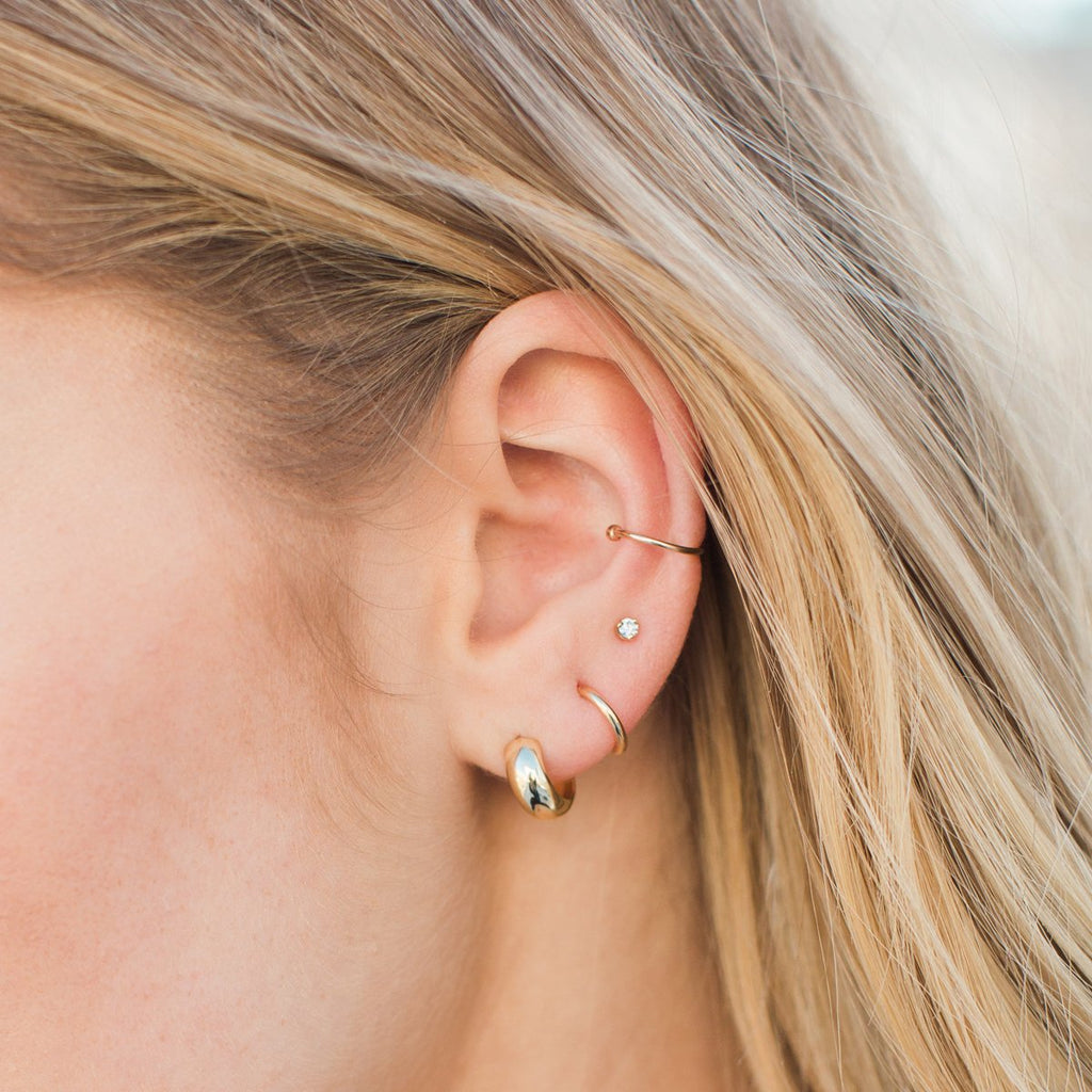 Earrings Zoe Chicco Chubby Huggie Hoop in Yellow Gold Zoe Chicco