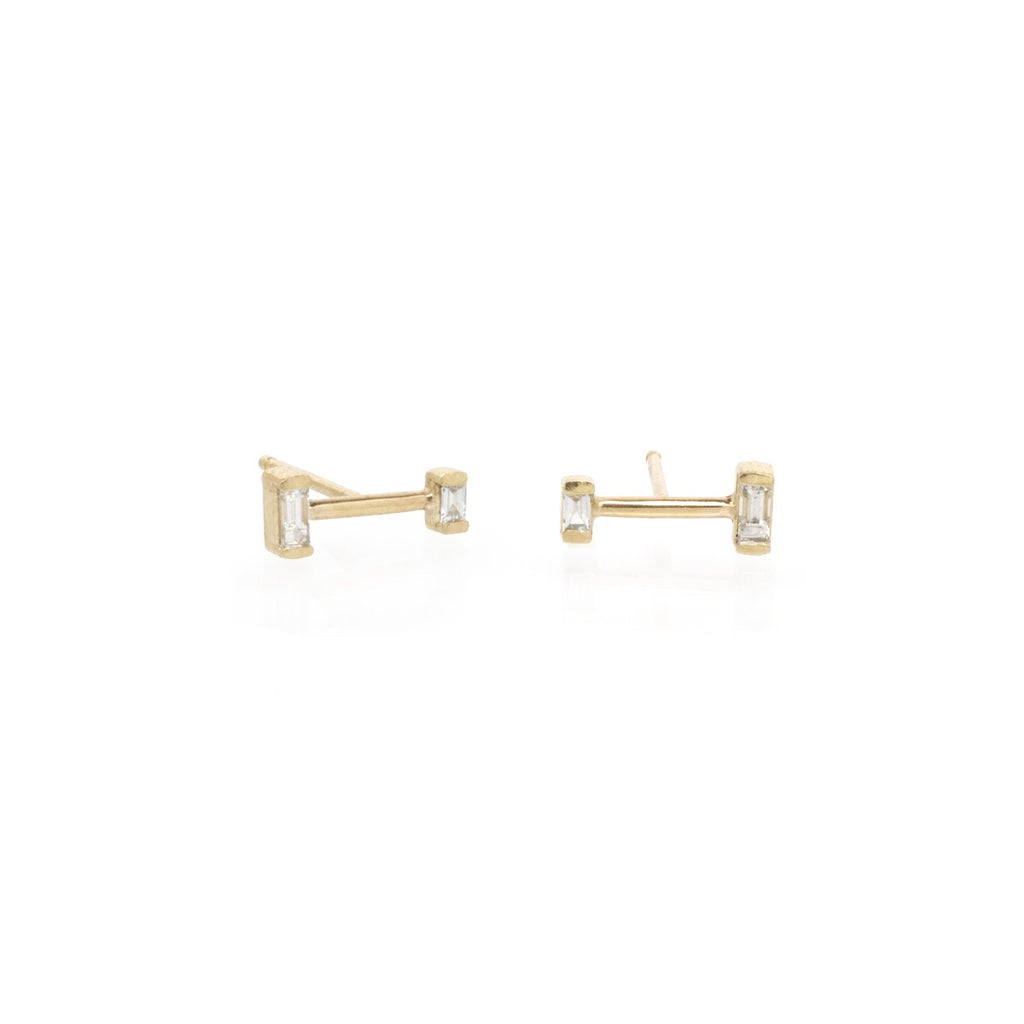 Earrings Zoe Chicco Barbell Diamond Suds in Yellow Gold Zoe Chicco