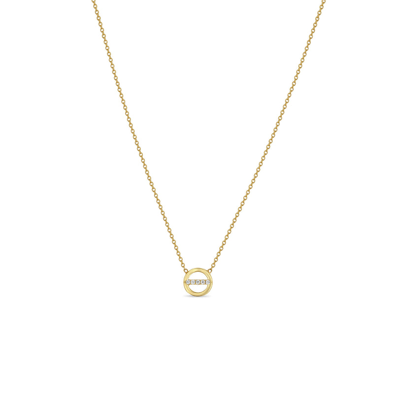 Necklaces Zoe Chicco Circle Diamond Bar Necklace in Yellow Gold Zoe Chicco