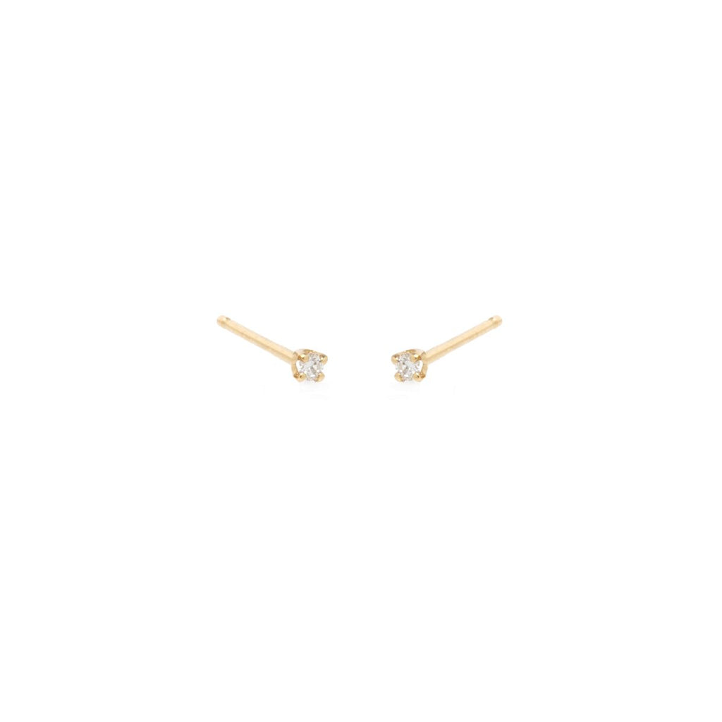 Earrings Zoe Chicco Tiny Prong Set Studs in Yellow Gold Zoe Chicco