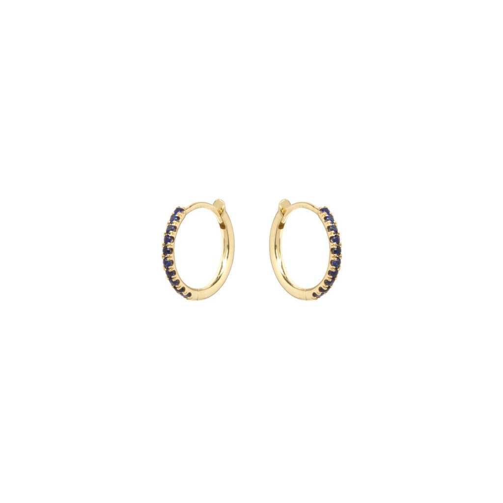 Earrings Zoe Chicco Blue Sapphire Huggies in Yellow Gold Zoe Chicco