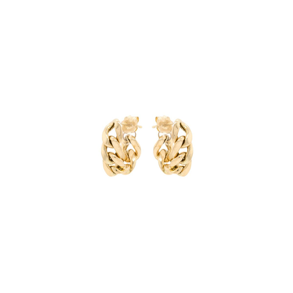 Earrings Zoe Chicco Curb Chain Huggies in Yellow Gold Zoe Chicco