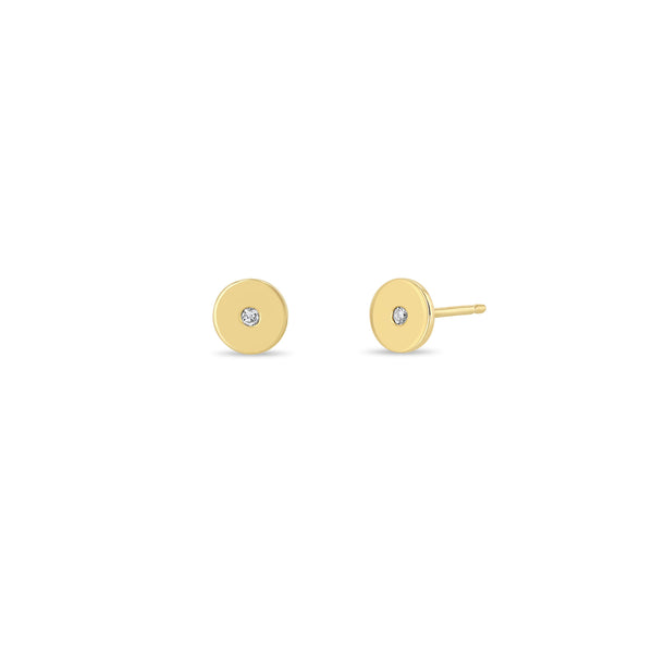 Earrings Zoe Chicco Diamond Disc Studs in Yellow Gold Zoe Chicco