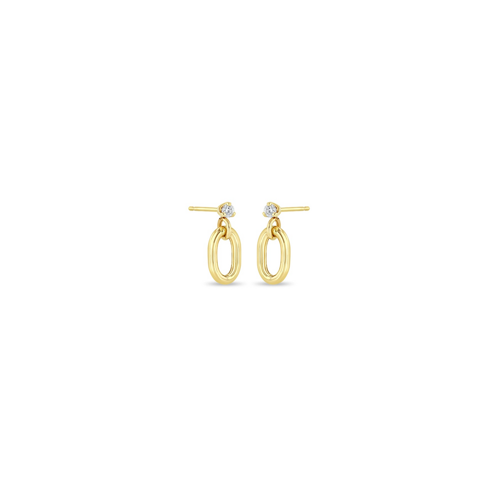 Earrings Zoe Chicco Diamond with Oval Link Studs in Yellow Gold Zoe Chicco