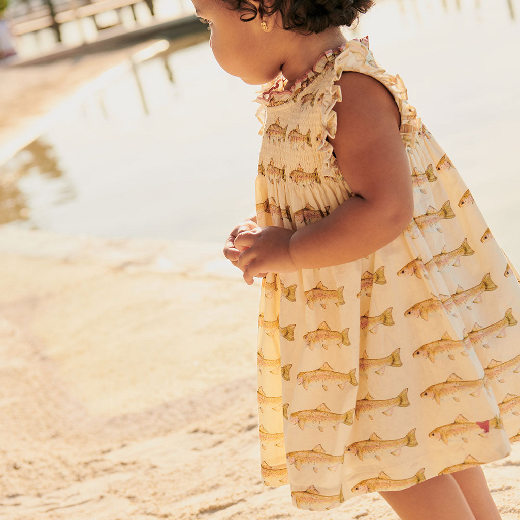 Baby Pink Chicken Baby Stevie Dress Set in Rainbow Trout Pink Chicken