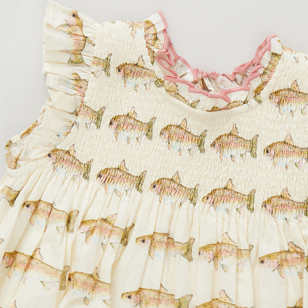 Baby Pink Chicken Baby Stevie Dress Set in Rainbow Trout Pink Chicken