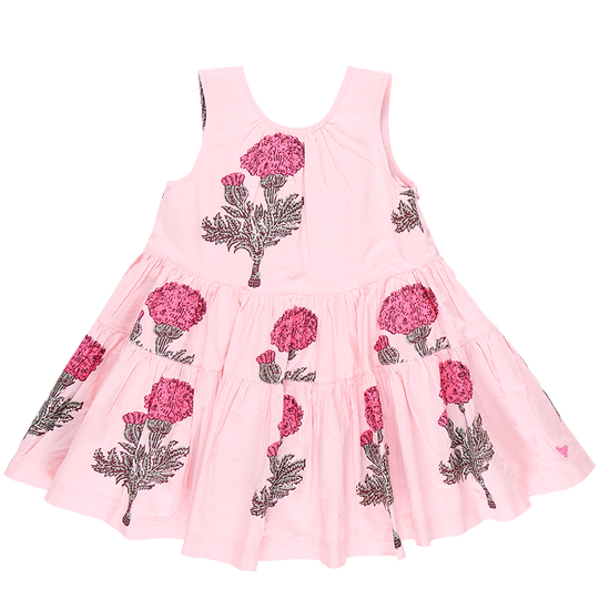 Children's Apparel Pink Chicken Elouise Dress in Blush Marigold Pink Chicken