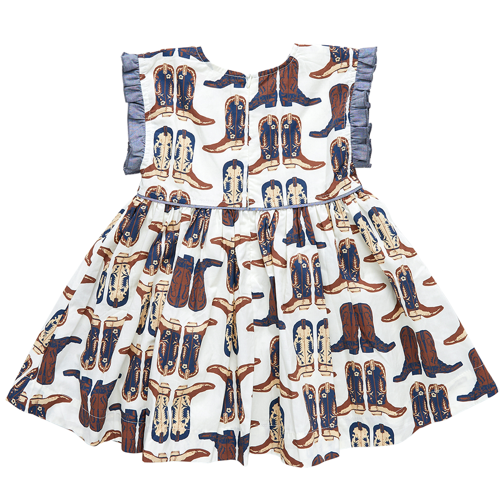 Childrens Apparel Pink Chicken Girls Nell Dress in Cowboy Pink Chicken