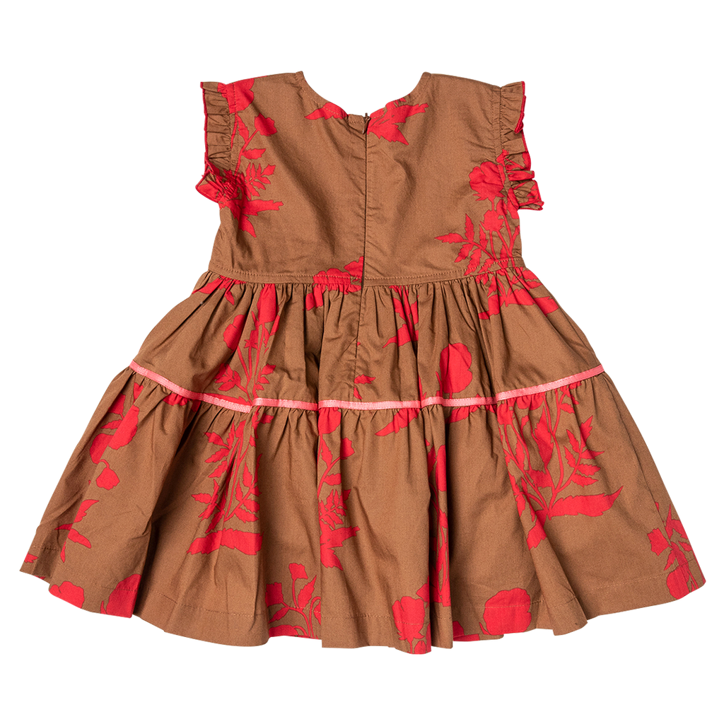 Childrens Apparel Pink Chicken Girls Polly Dress in Latte Pink Chicken