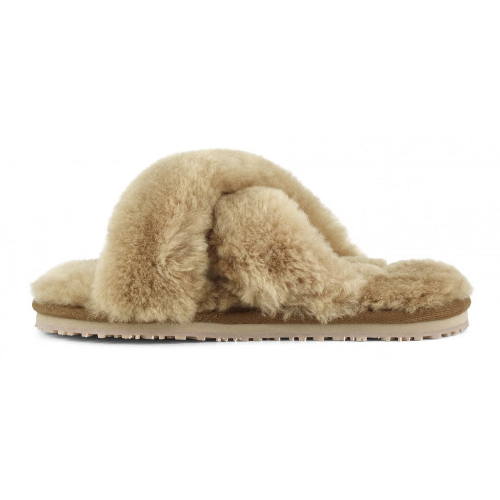 Criss Cross Fur Slide in Camel – Serafina