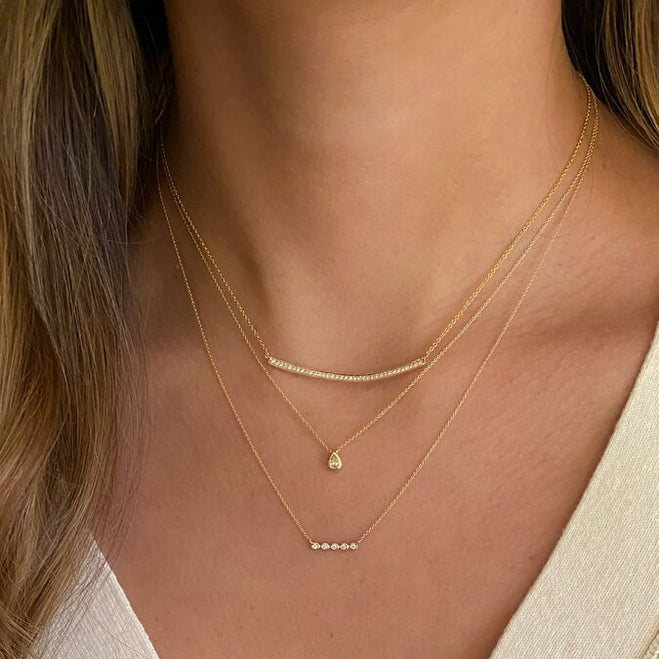 Taylor Elaine Diamond Pear Necklace in Yellow Gold Serafina