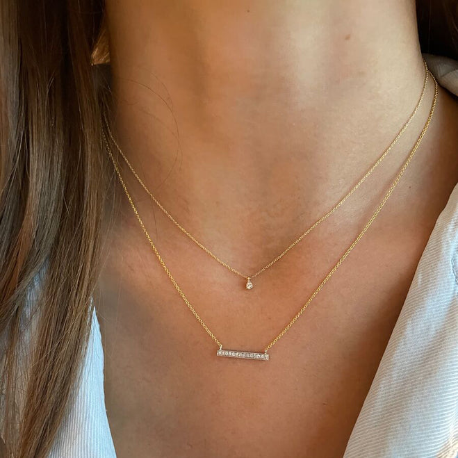 Necklaces Dana Rebecca Sylvie Rose Medium Bar Necklace in Yellow Gold Dana Rebecca