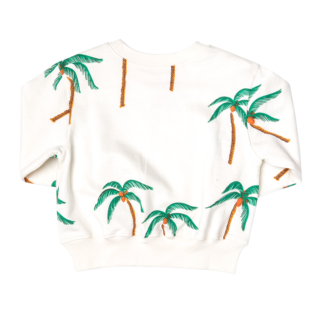 Childrens Apparel Pink Chicken Sweatshirt in Cream Palm Pink Chicken