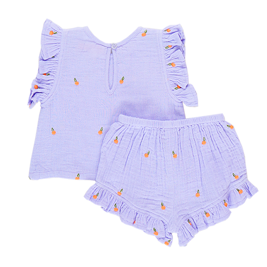 Children's Apparel Pink Chicken Girls Roey Set in Lavender Orange Pink Chicken