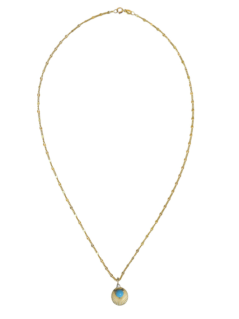 Necklaces Kimberly Doyle Turquoise and Diamond Oval Necklace in Yellow Gold Kimberly Doyle
