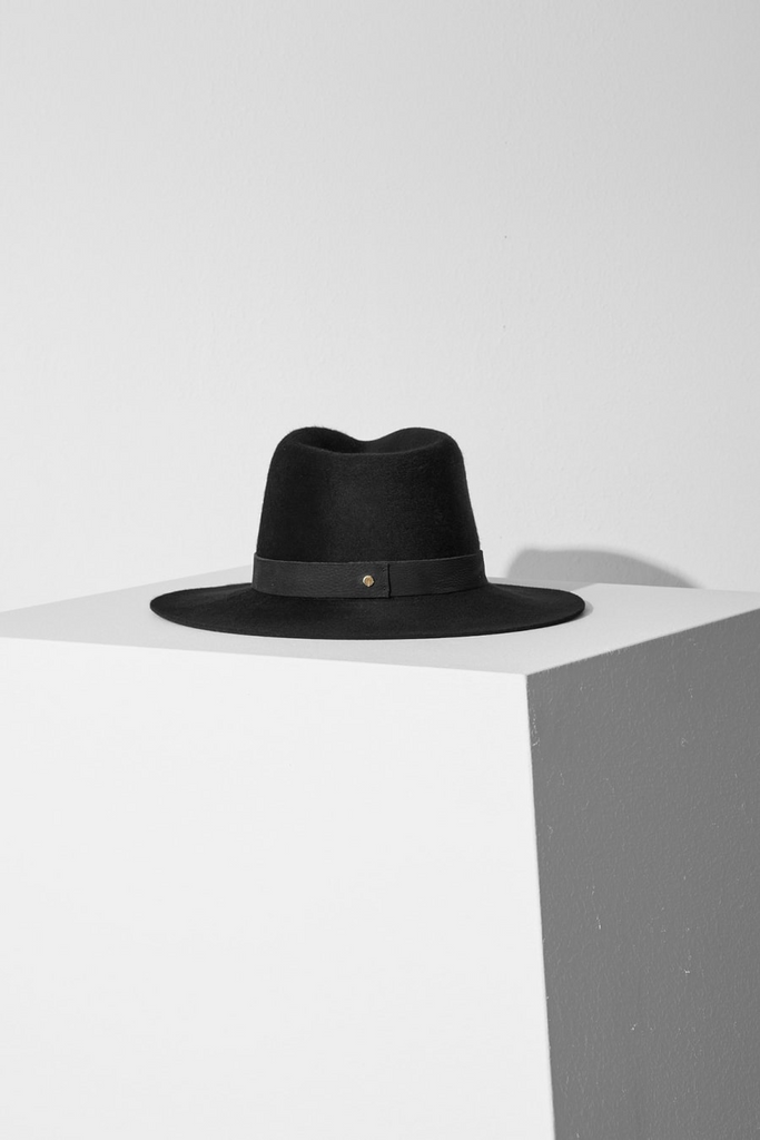 Hats Janessa Leone Luca Wool Hat in Black Janessa Leone