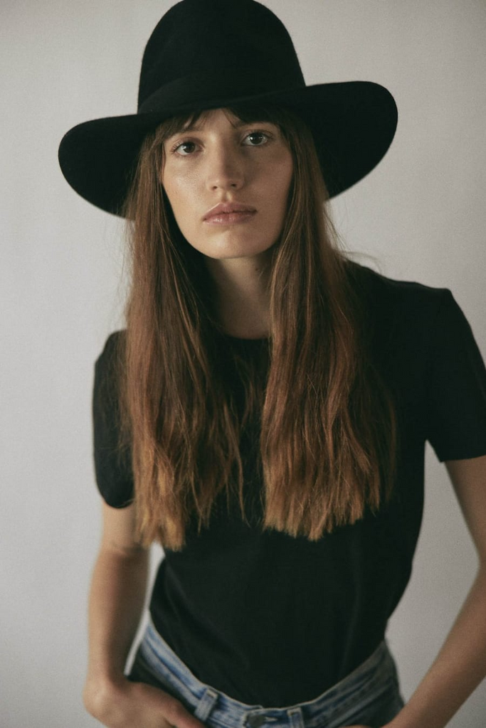 Hats Janessa Leone Luca Wool Hat in Black Janessa Leone